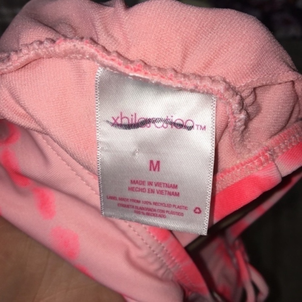 Xhilaration Pink Tie Dye Bikini Top Medium Cinched Front Cap Sleeve Crop Swim - Picture 4 of 6